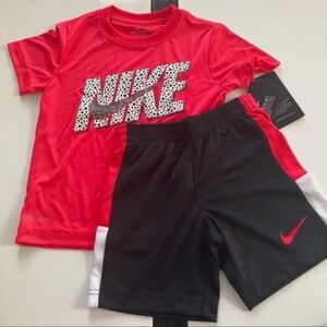 Nike red cute shorts set top outfit active performance 5028